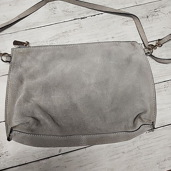 H&M Handbags - H&M Gray 100% Suede Shell Crossbody Bag Leather  Purse Small Travel